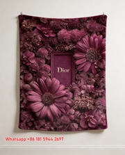 Dior Magenta Floral Art Flannel Throw Blanket Sofa Cover Blanket D409